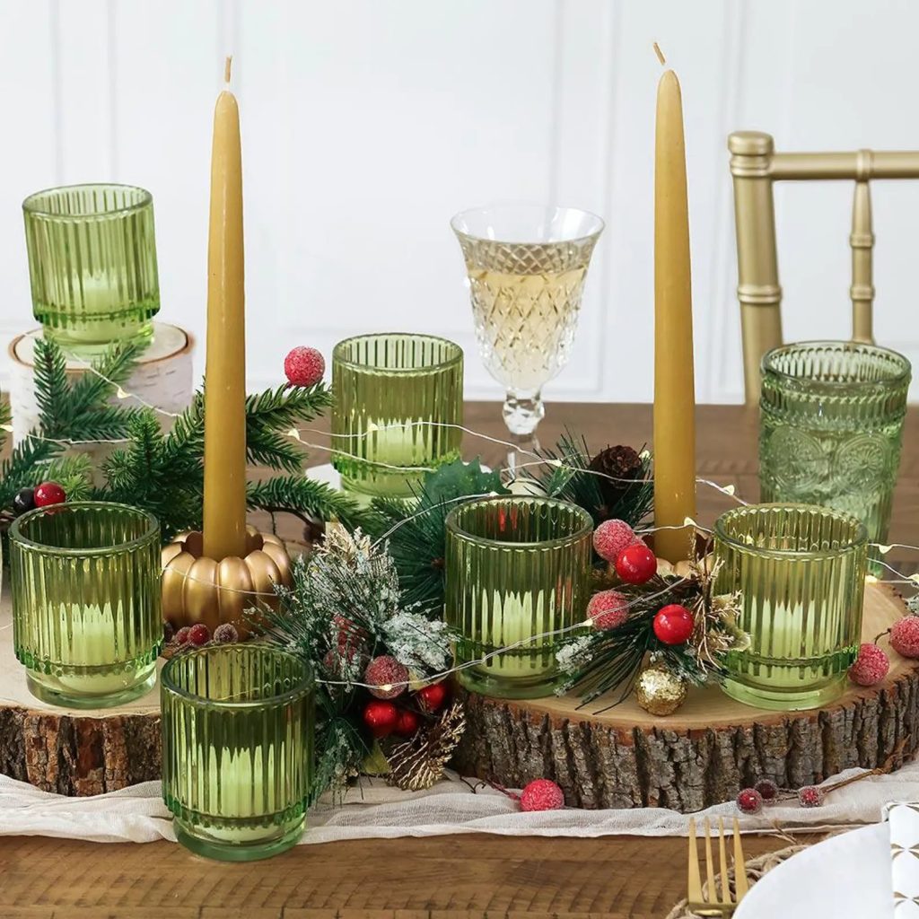 Green Votive Candle Holders