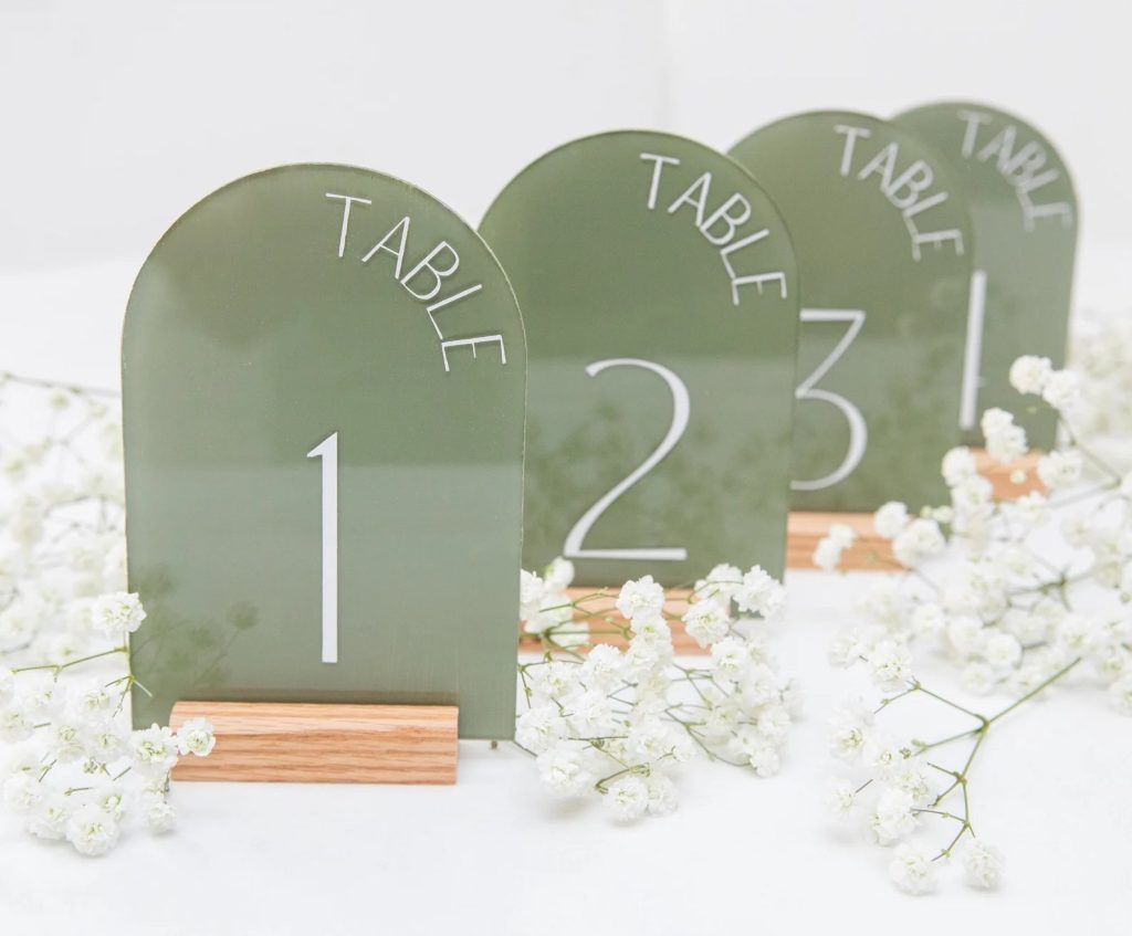 Sage Green Acrylic Table Numbers