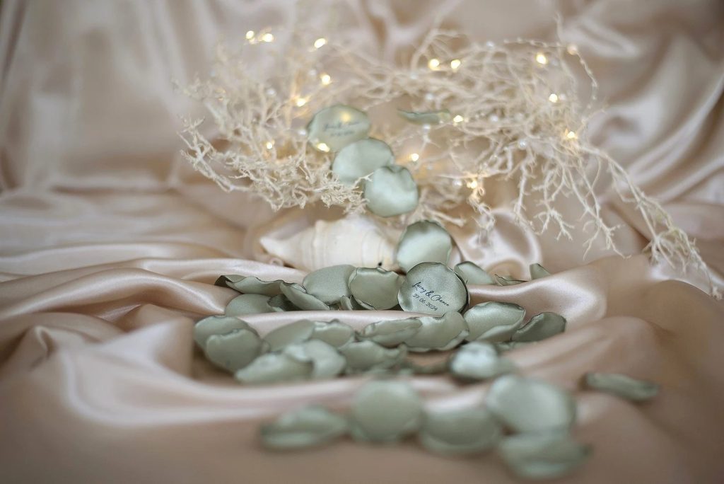 Sage Green - Olive Personalized Satin Rose Petals