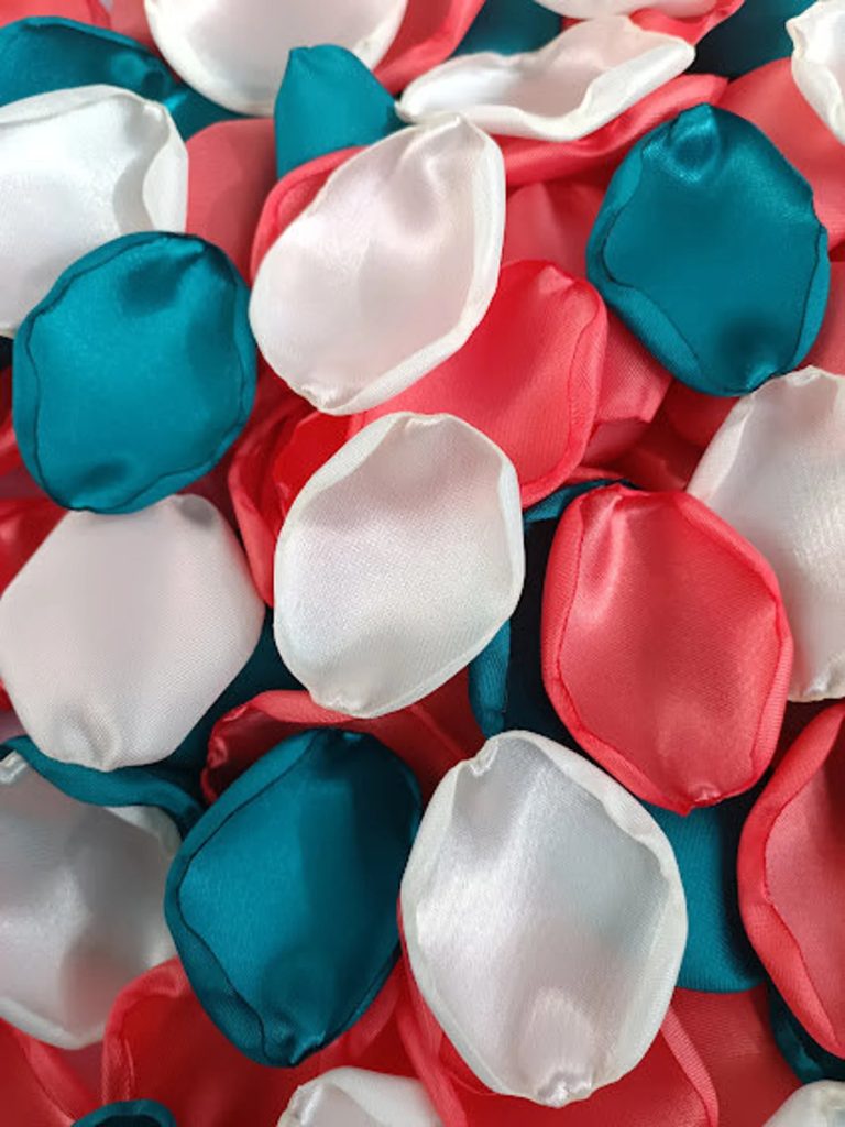 Teal & Coral Wedding Flower Petals