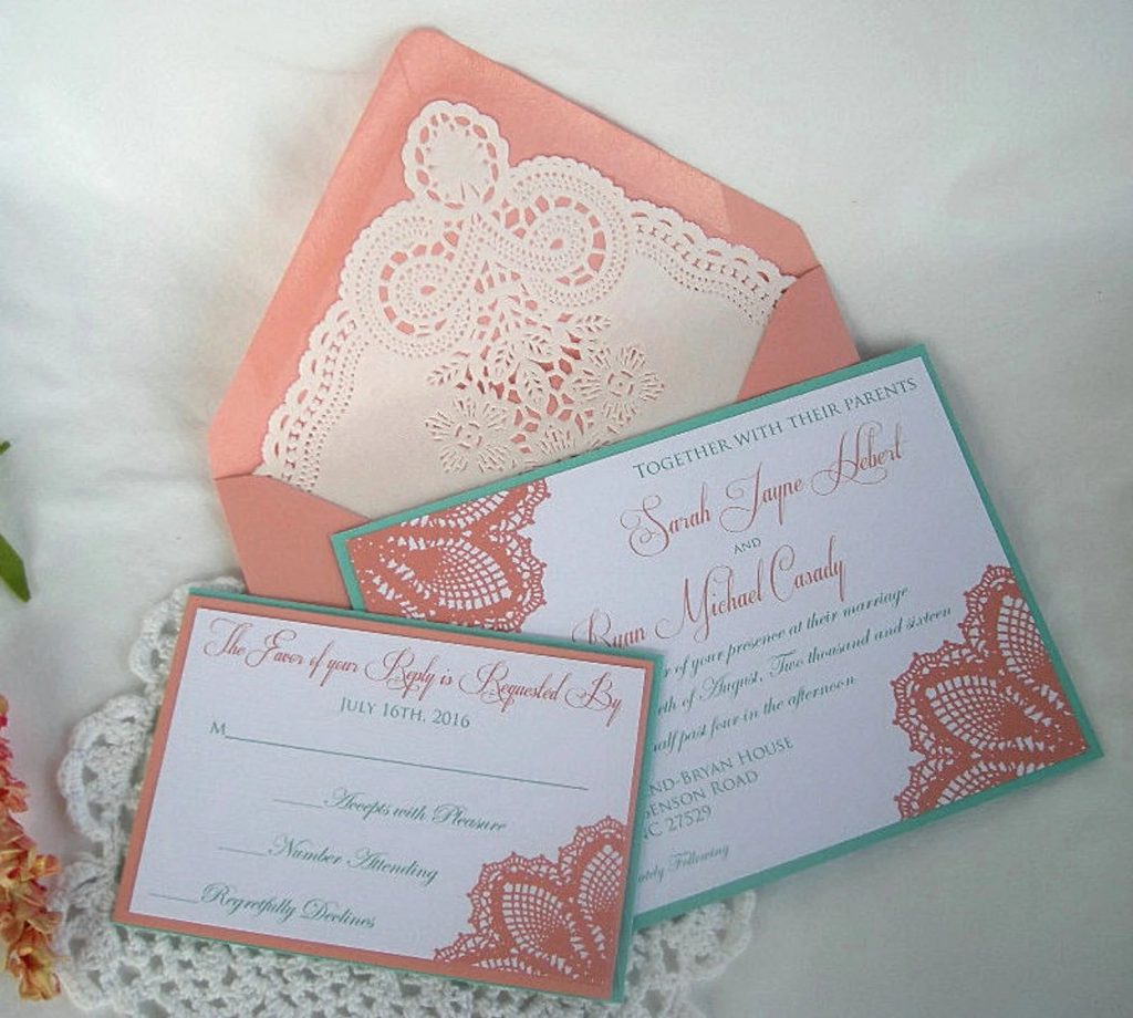 Coral - Turquoise Wedding Invite