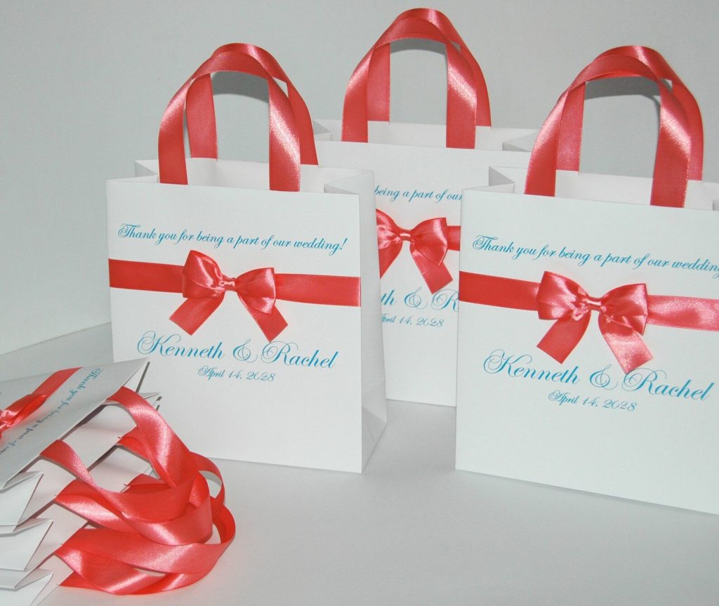 Coral & Turquoise Wedding Welcome Bags