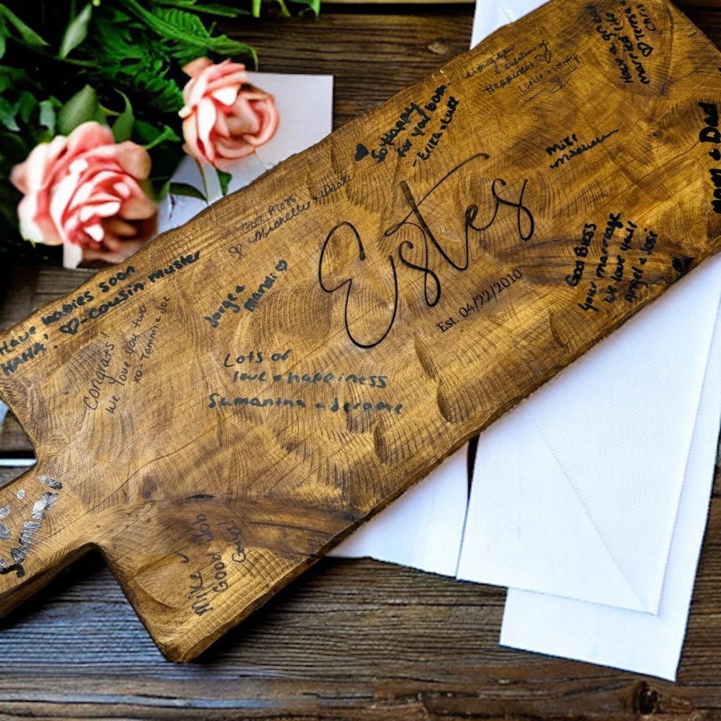 Engraved Charcuterie Board Wedding Guest Book