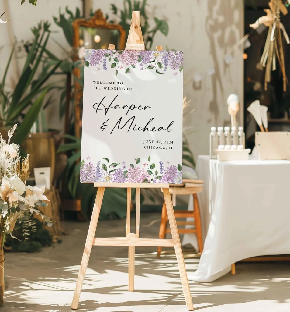 Floral Lavender & Greenery Acrylic Welcome Sign