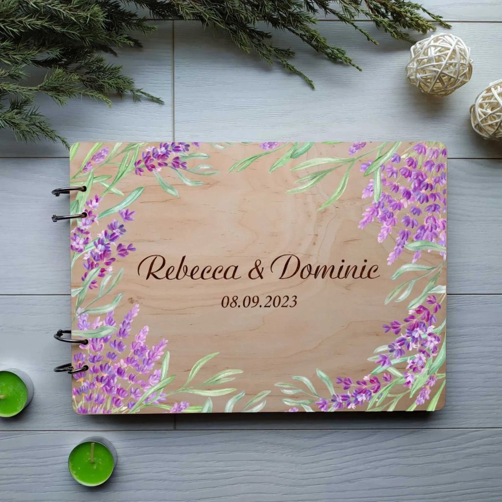 Lavender Flowers Wedding Guest Book