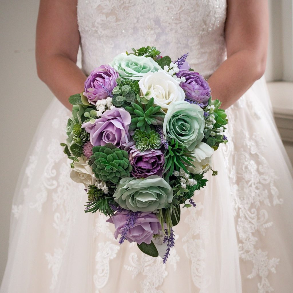 Lavender & Mint Green Cascading Flower Bouquet