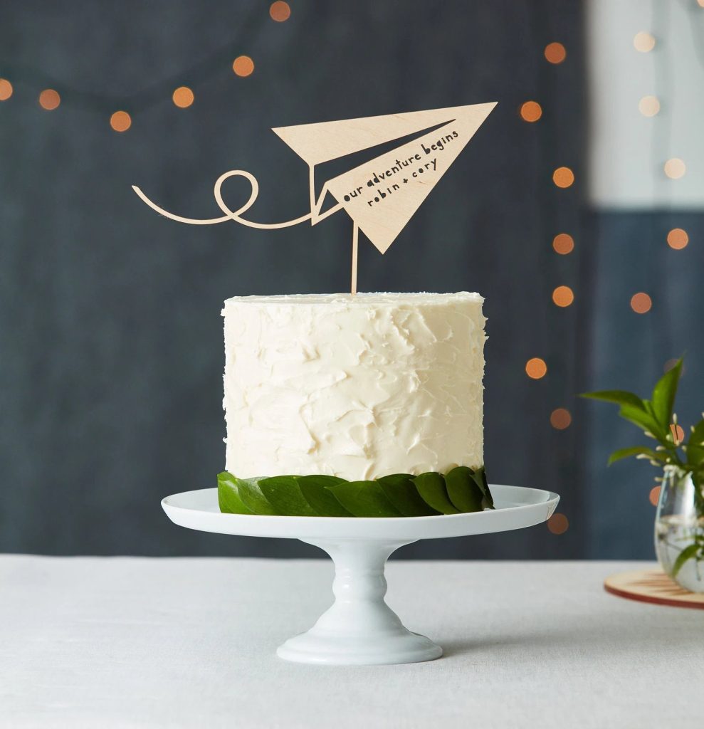 Travel Themed Honeymoon Couple Shower Cake Topper