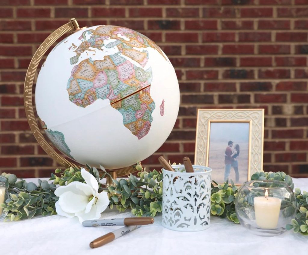 World Globe Wedding Guest Book Alternative