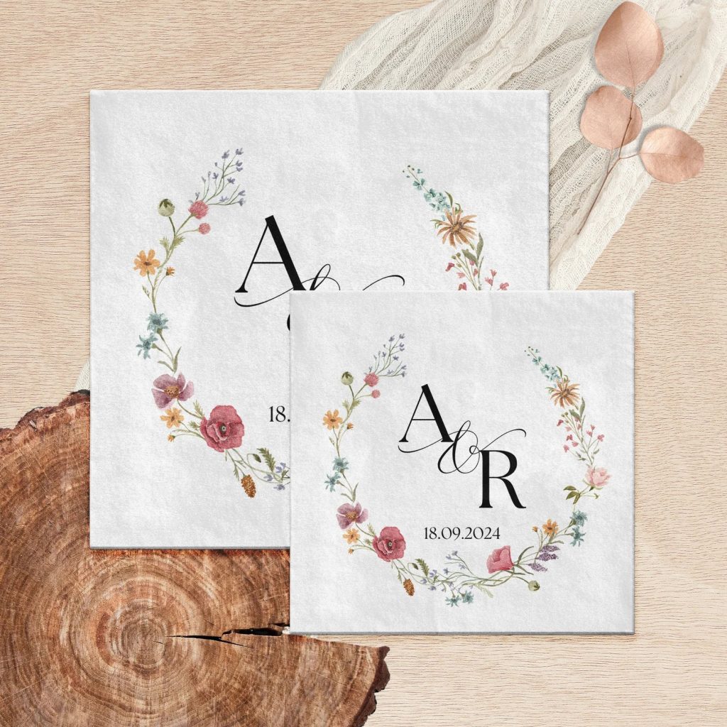 Custom Wildflower Wedding Napkins