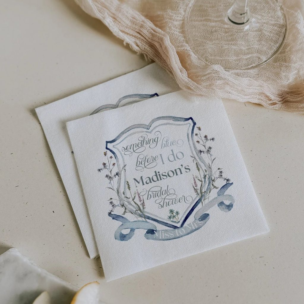 Something Blue Before I Do Bridal Shower Personalized Napkin