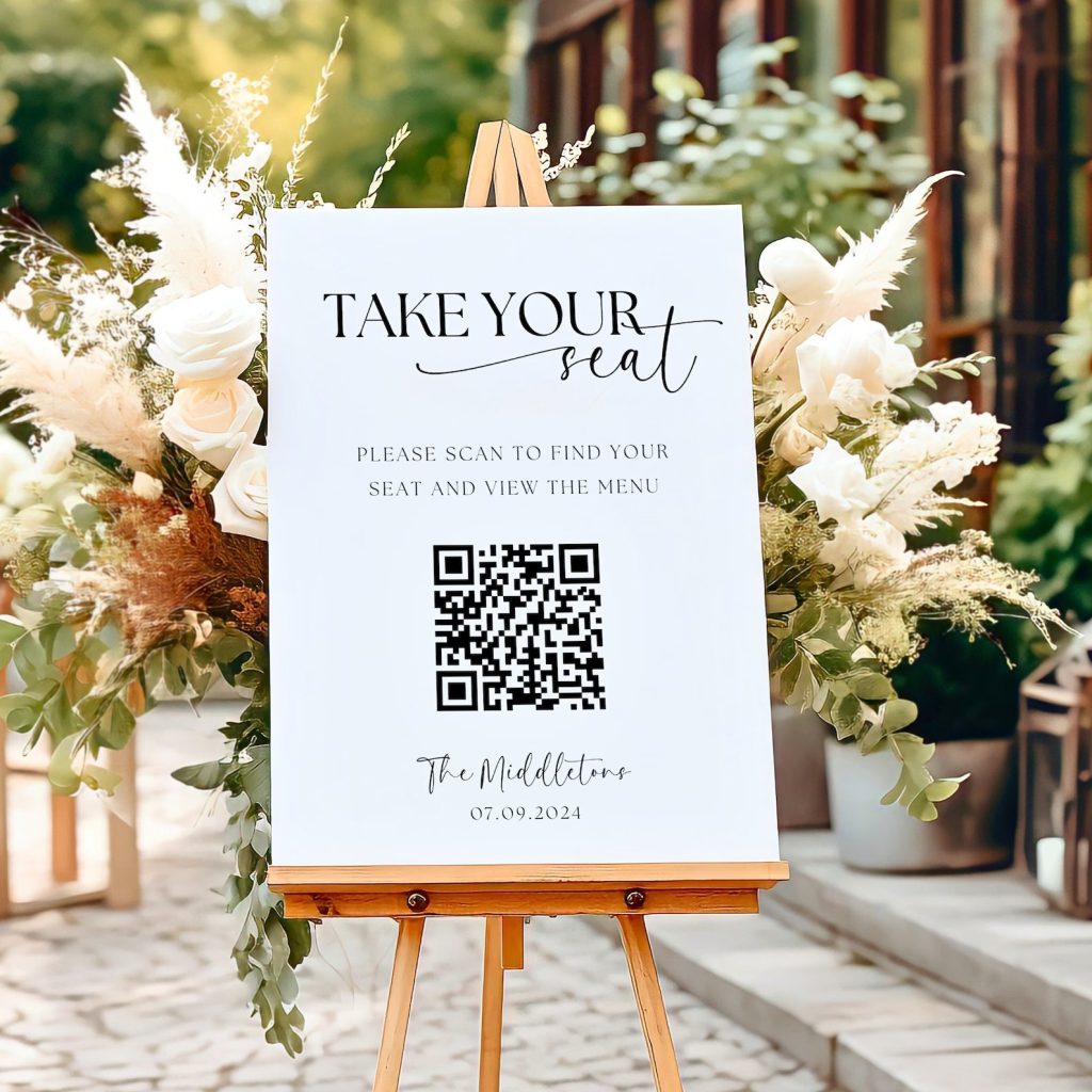 QR Code Creative Wedding Seating Chart Printable