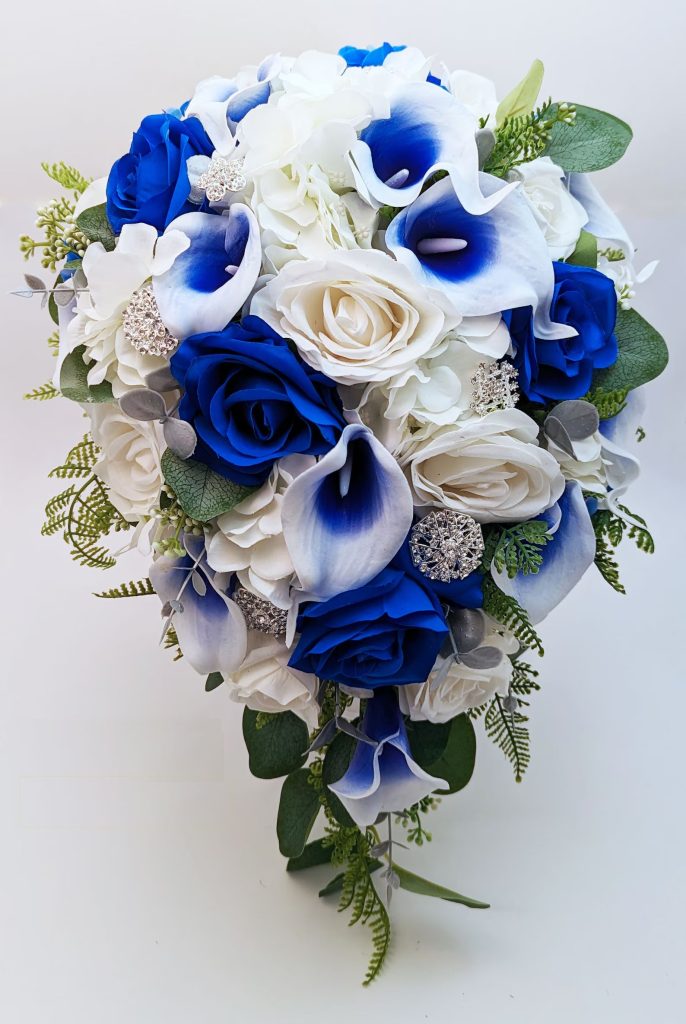 Royal Blue Cascading Bridal Bouquet