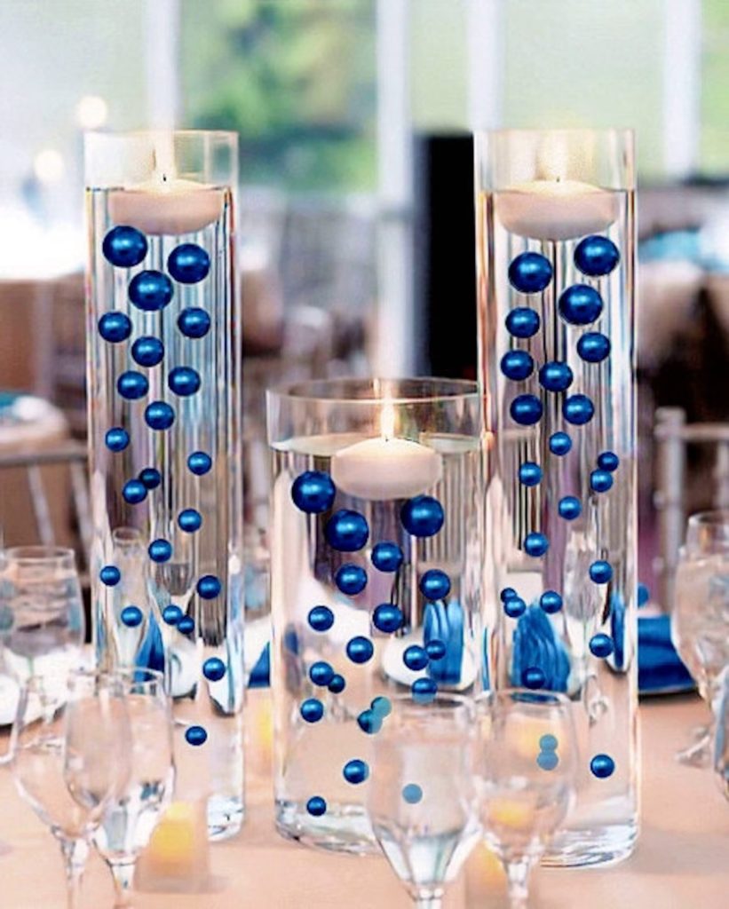 Royal Blue Floating Pearls for Elegant Wedding Centerpieces