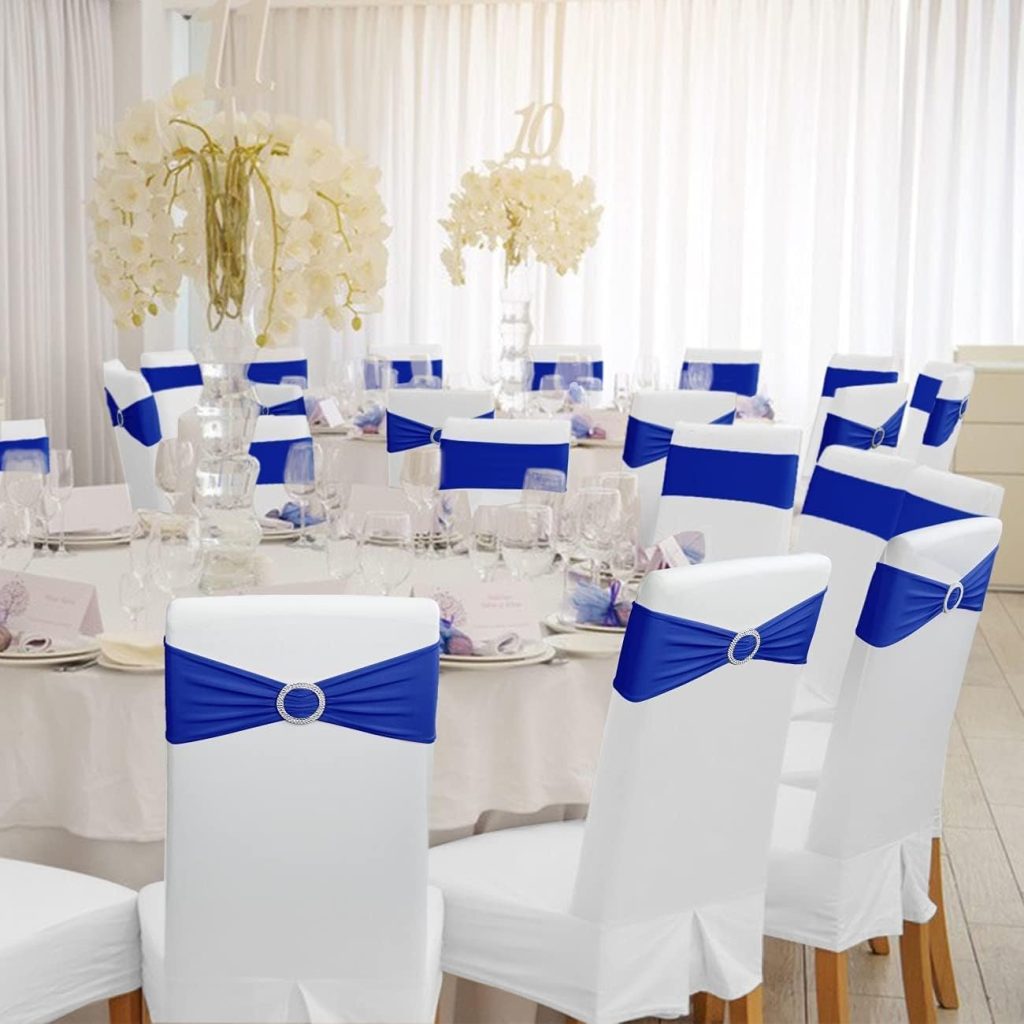 Royal Blue Spandex Wedding Chair Bows