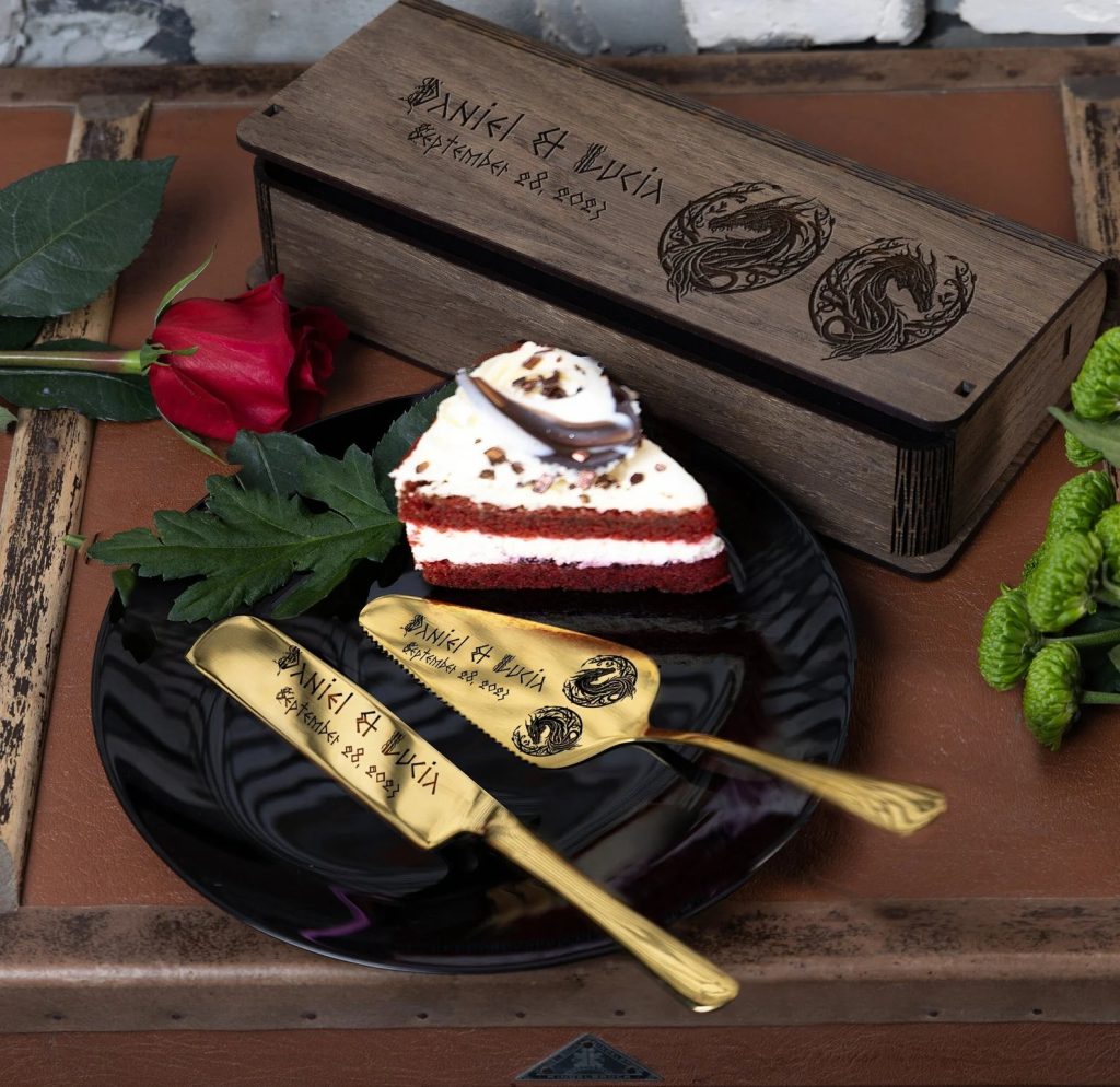 Medieval Timeless Romance Dragon Wedding Cake Server Set