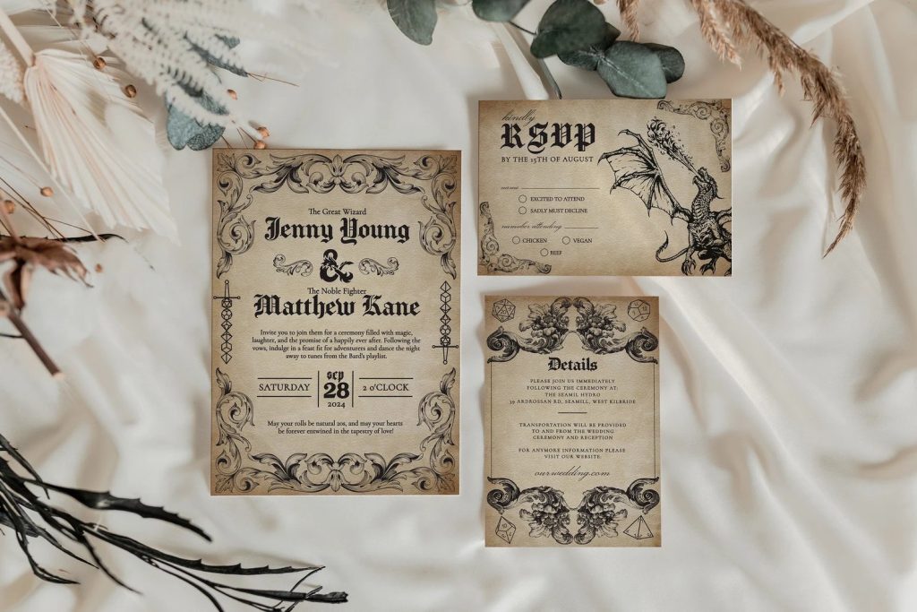 Medieval Timeless Romance Wedding Invitation Template