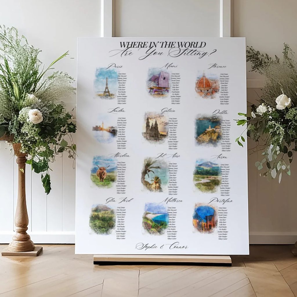 Travel-Themed Wedding Seating Chart