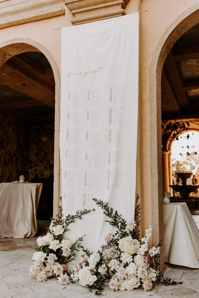 Creative Wedding Seating Chart Fabric Banner