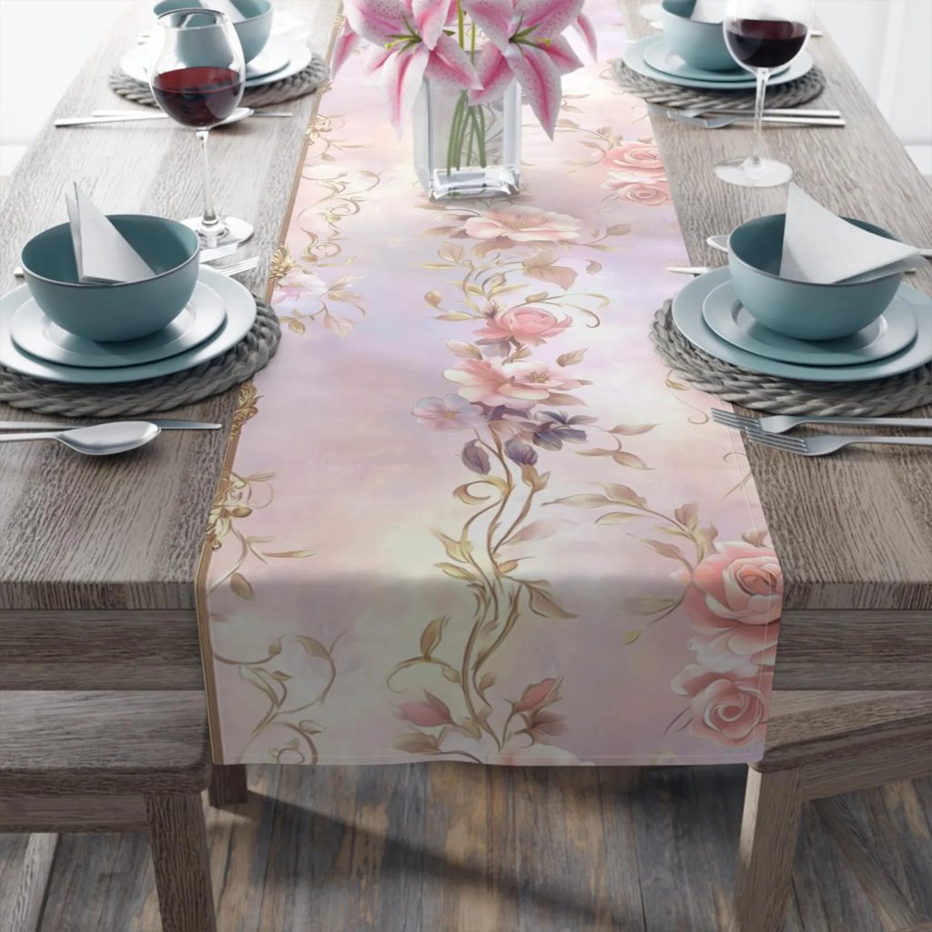 Bride-to-be Shower Decor - Romantic Floral Table Runner