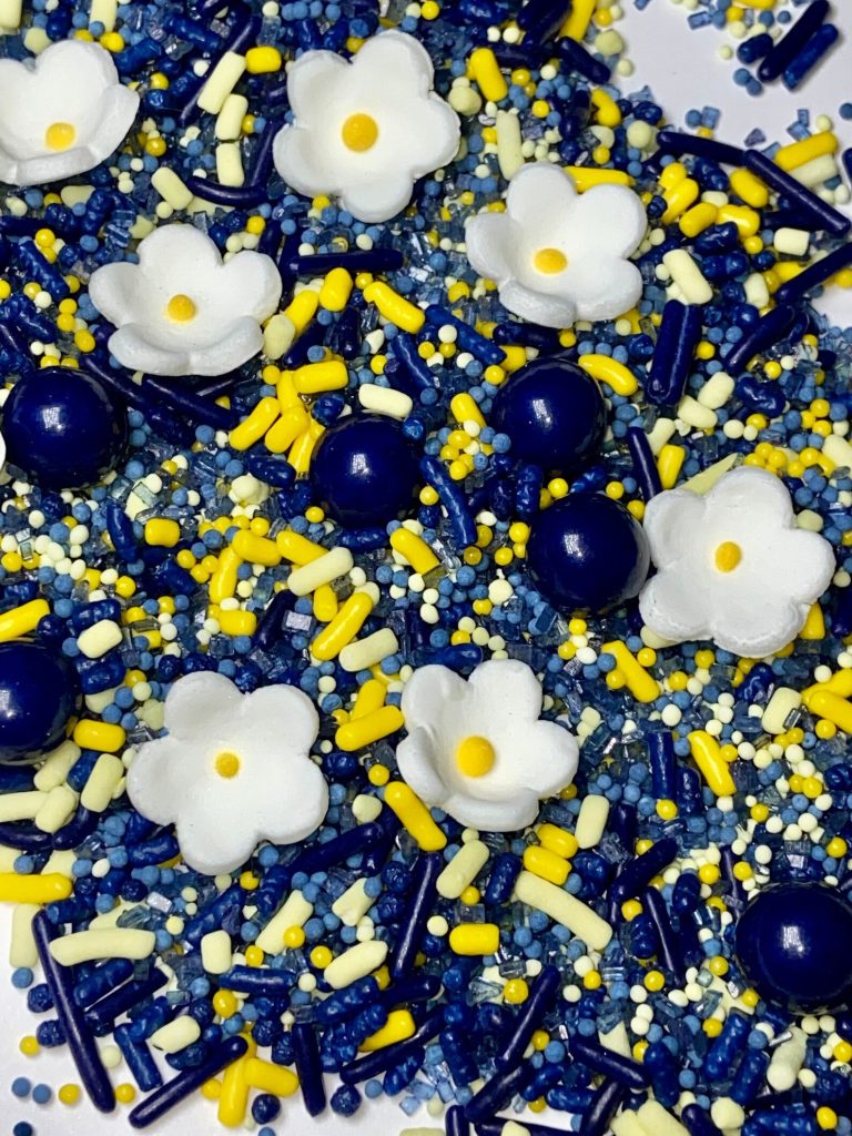 Navy Blue & Yellow Wedding Cake Sprinkles