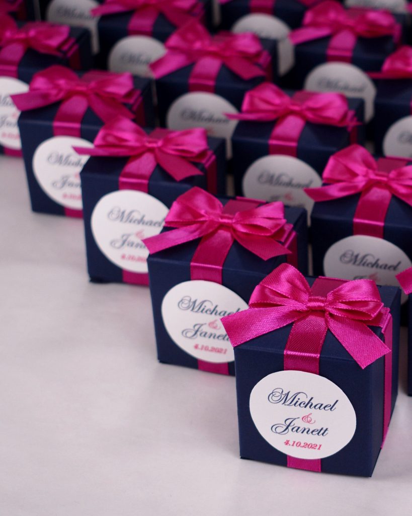 Navy & Fuchsia Wedding Favor Boxes