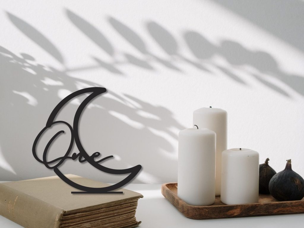 Moon Shaped Wedding Table Number