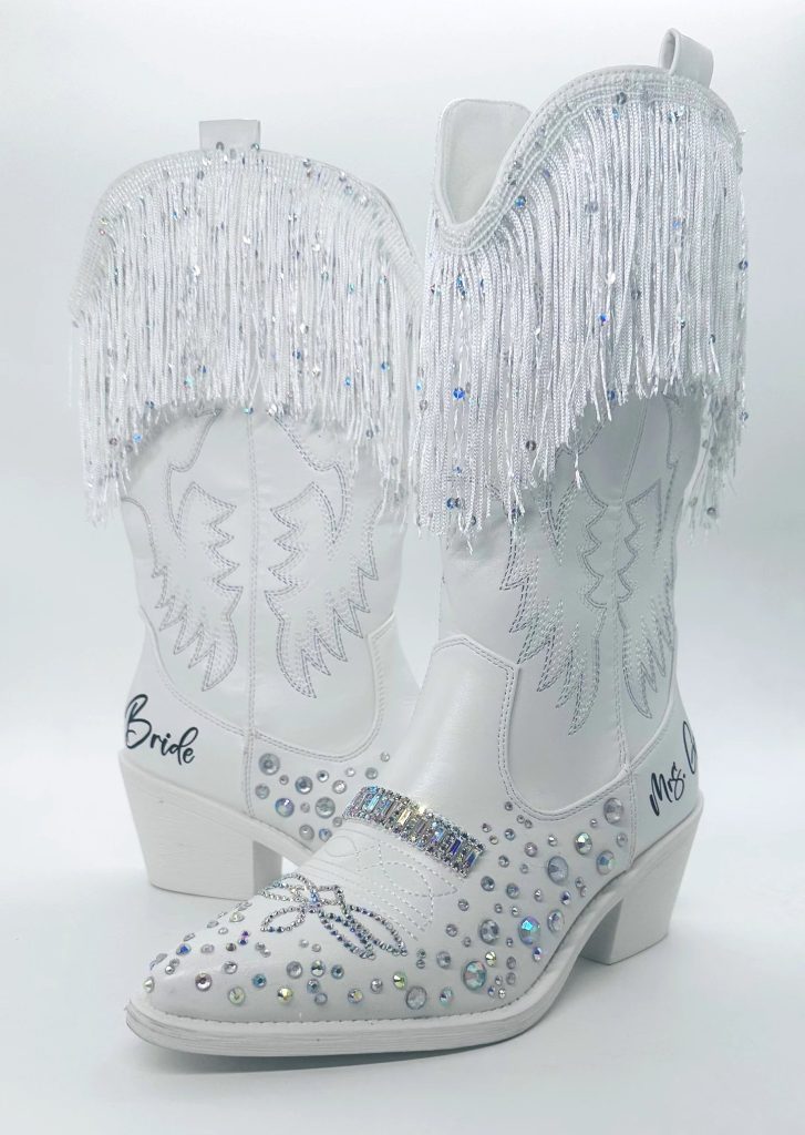 Bride Cowboy Boots with Fringe