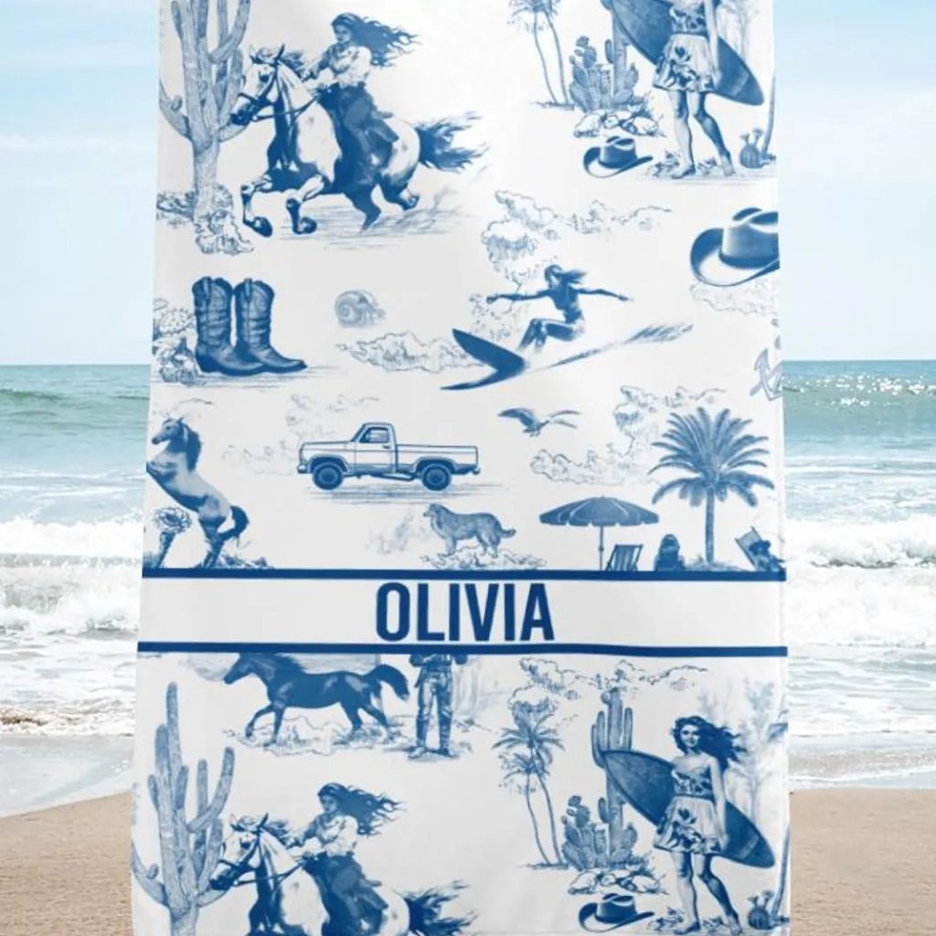Coastal Cowgirl Custom Beach Towel
