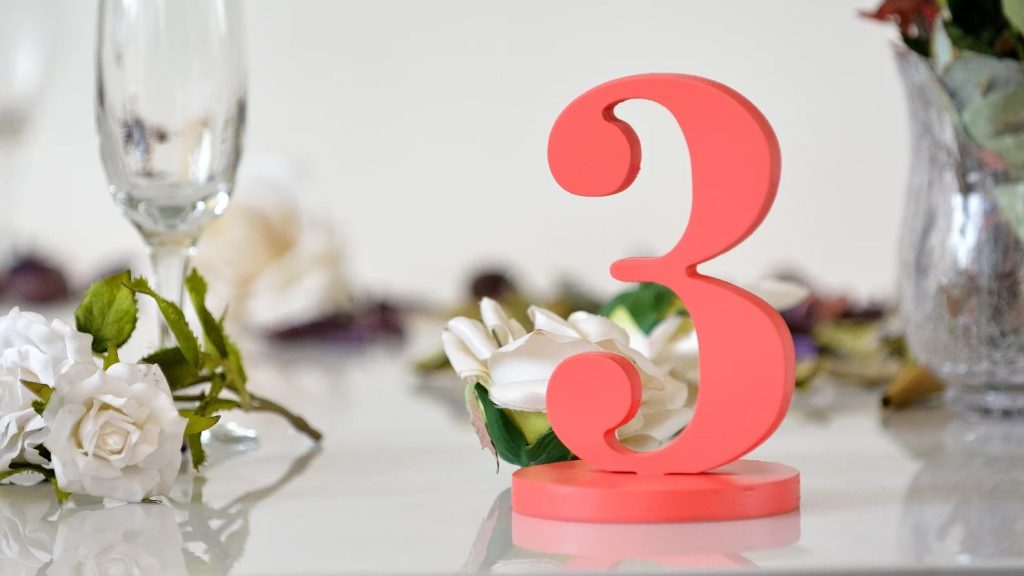 Coral Wedding Table Number
