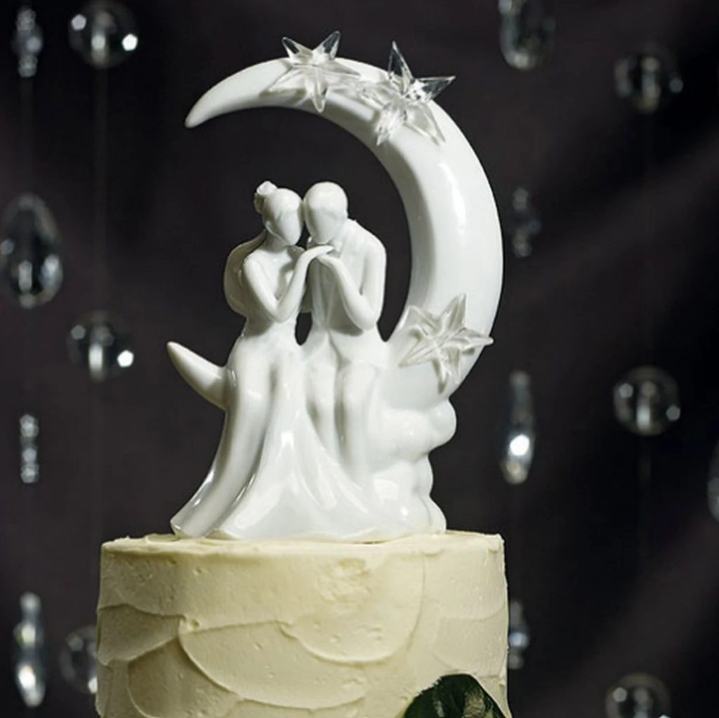 Celestial Romantic Bride & Groom Cake Topper