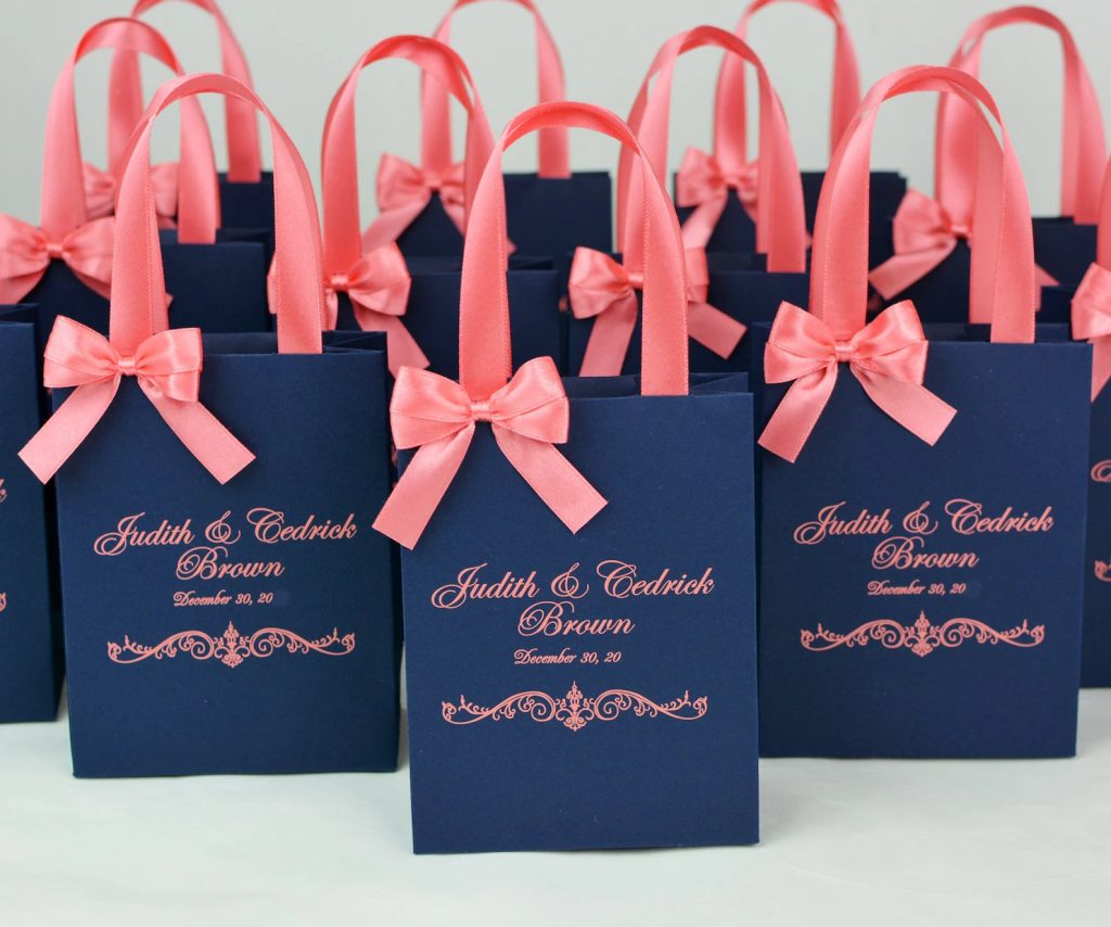 Navy & Coral Wedding Welcome Gift-Bags
