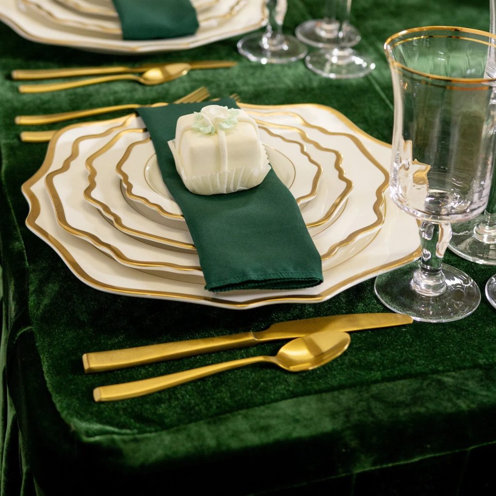 Emerald Green Velvet Tablecloth