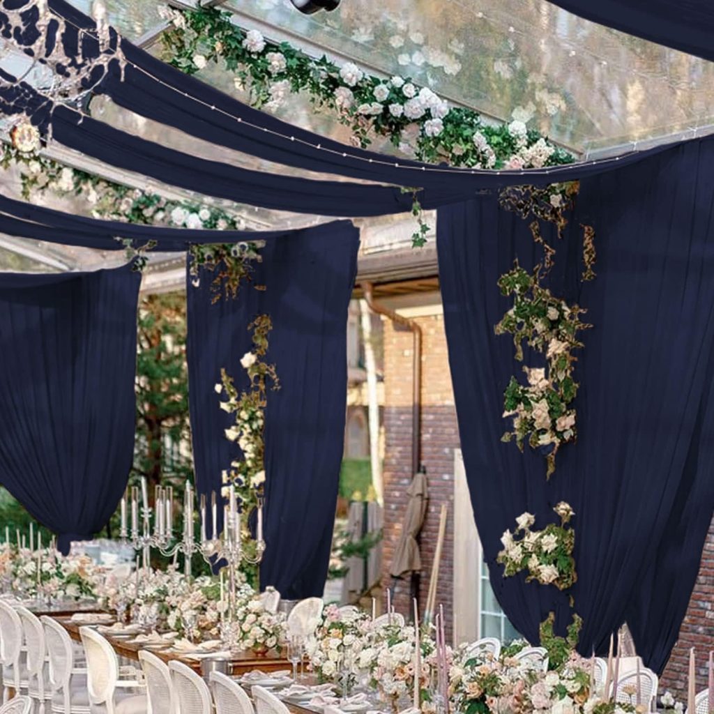 Navy Blue Chiffon Draping Fabric panels