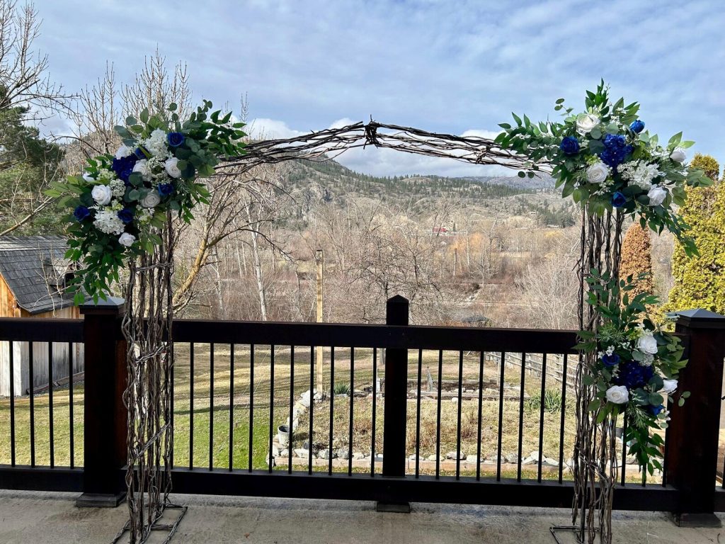 Navy Blue Roses & Greenery Wedding Arch Swags