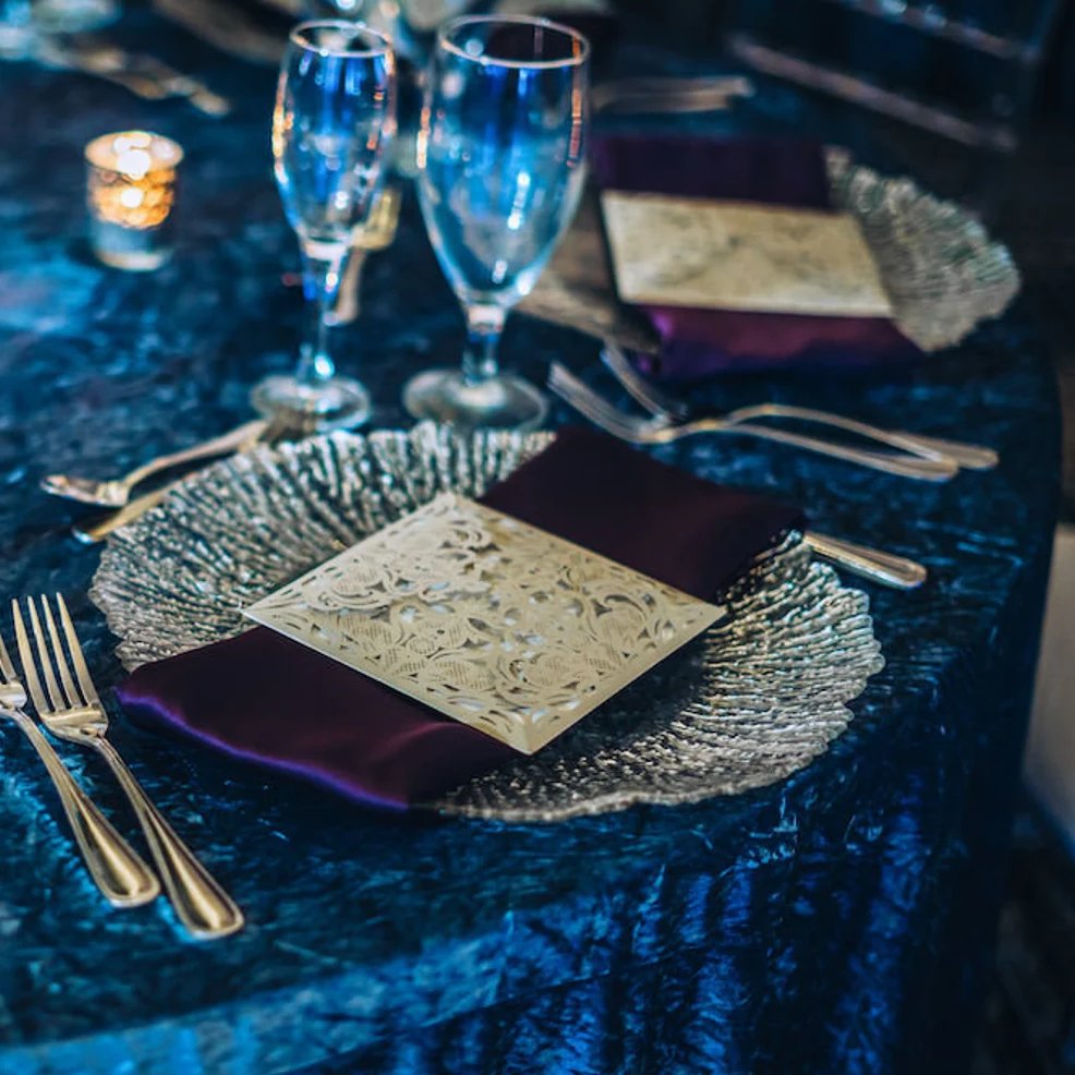 Navy Blue Velvet Tablecloth