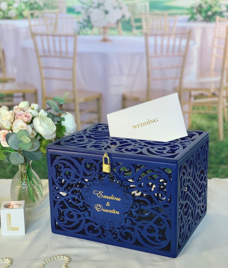 Navy Blue Wedding Card Box