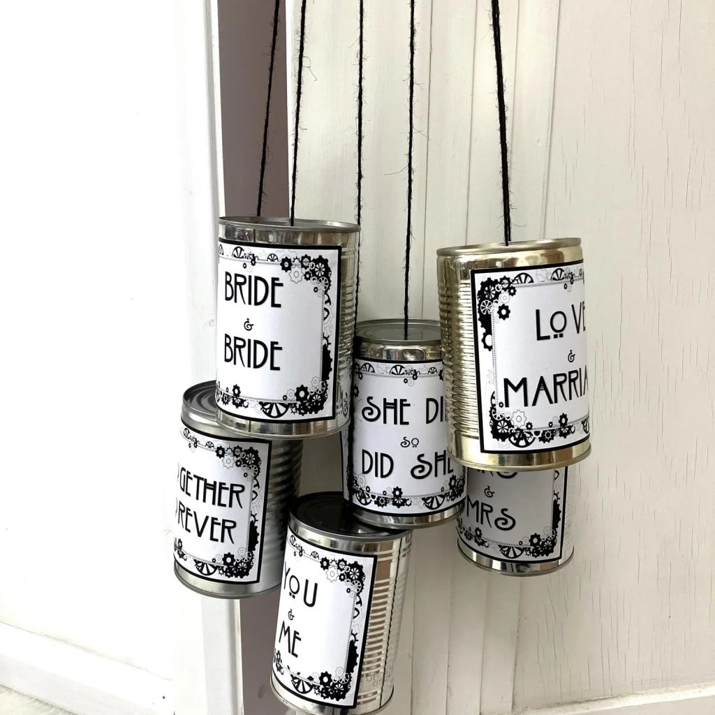 Steampunk Chic Wedding Bride & Groom Can Label Printable