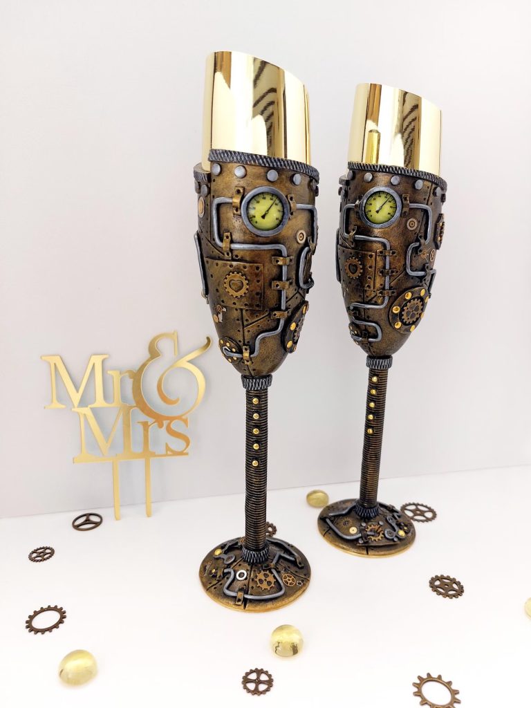 Steampunk Chic Wedding Toasting Flutes