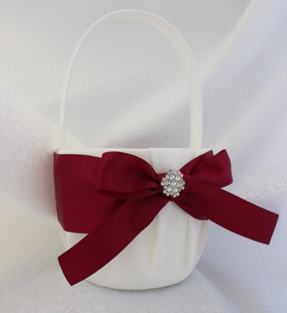 Burgundy Flower Girl Basket
