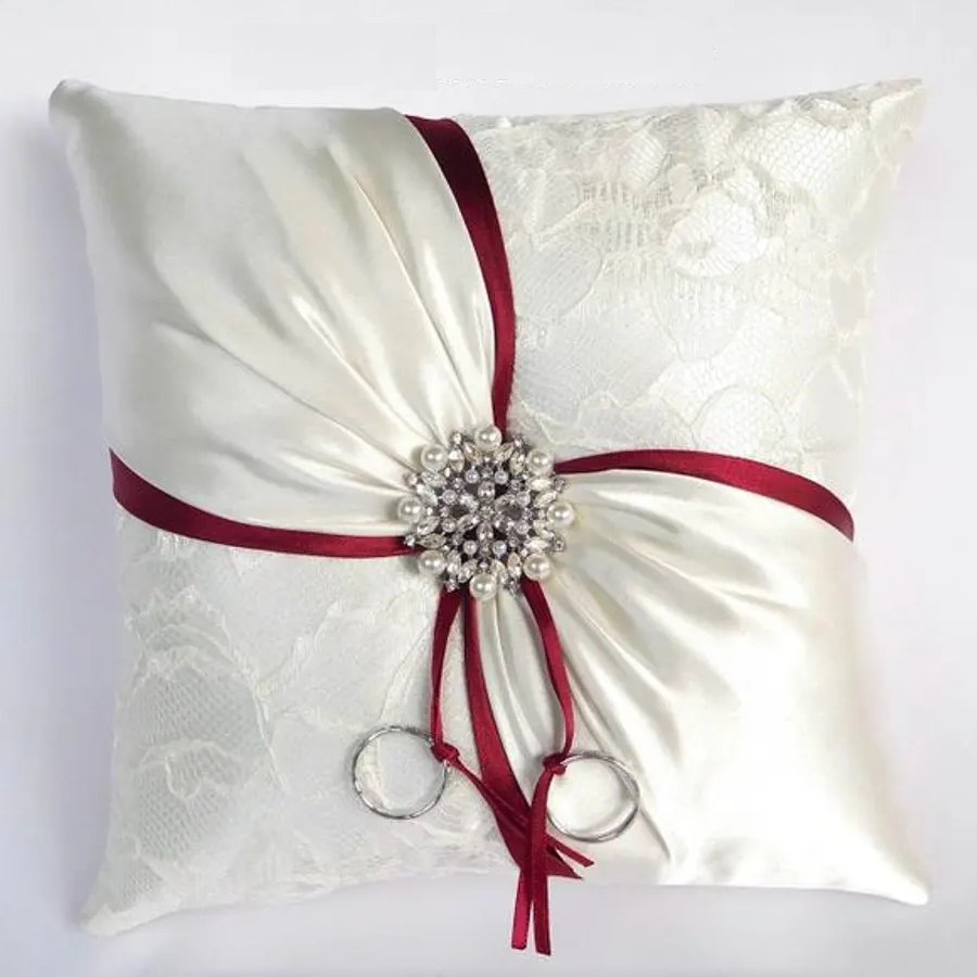Burgundy & Silver Ring Bearer Pillow