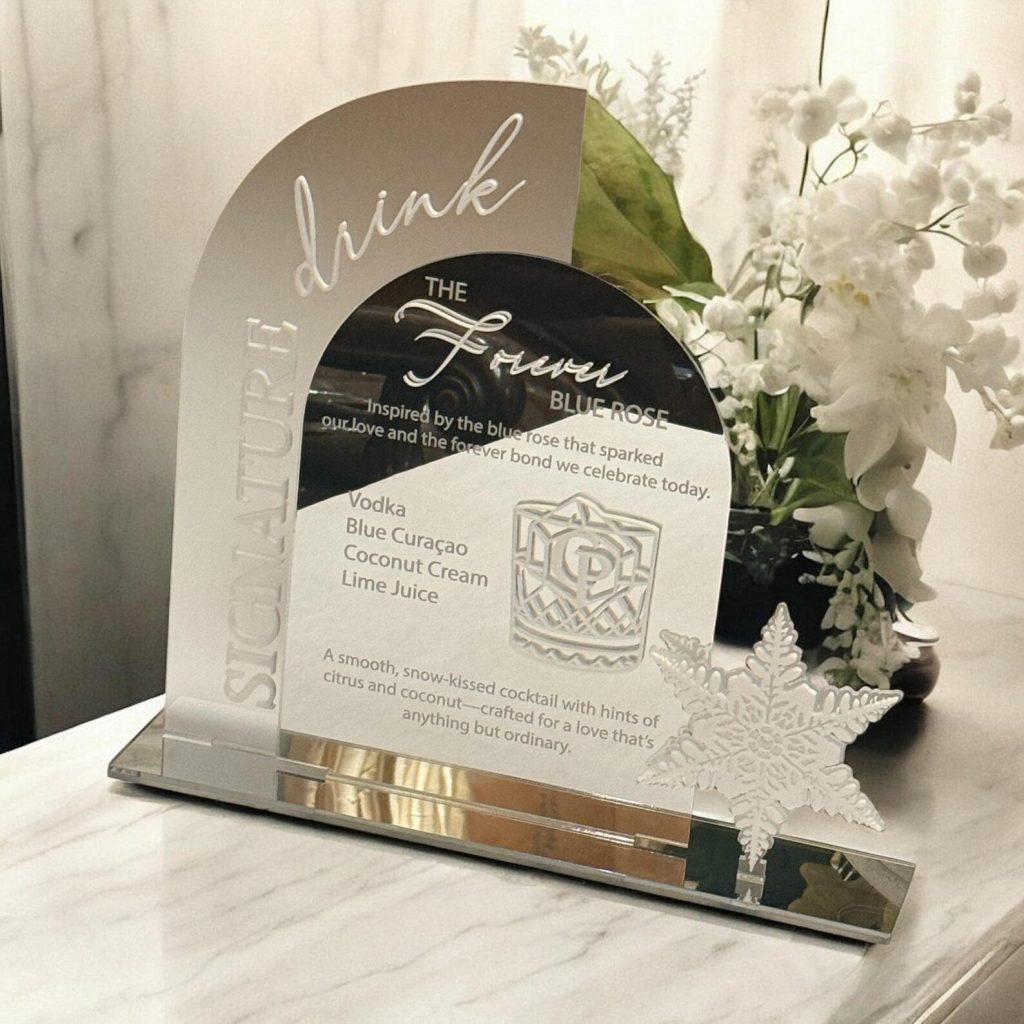 Snowflake Silver Wedding Signature Drink Sign