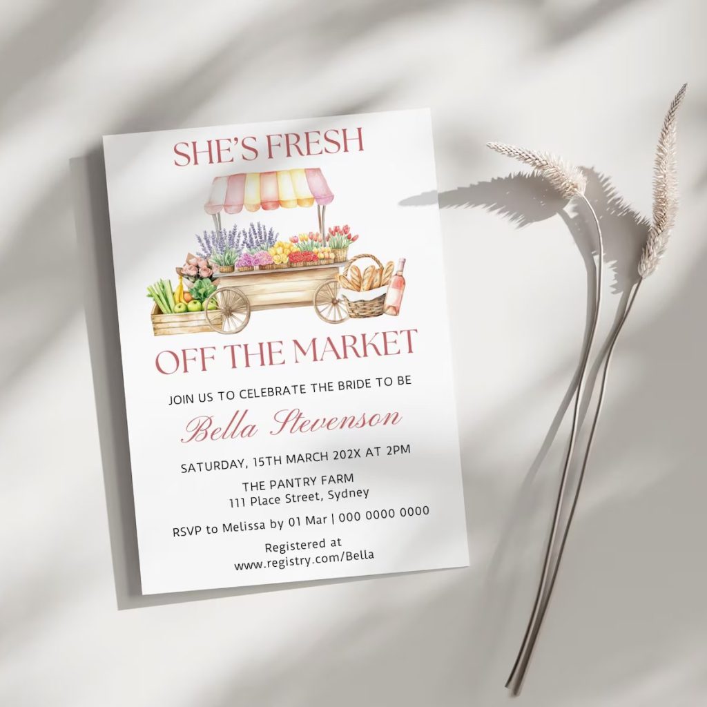 Fresh Off The Market Bridal Shower Invite