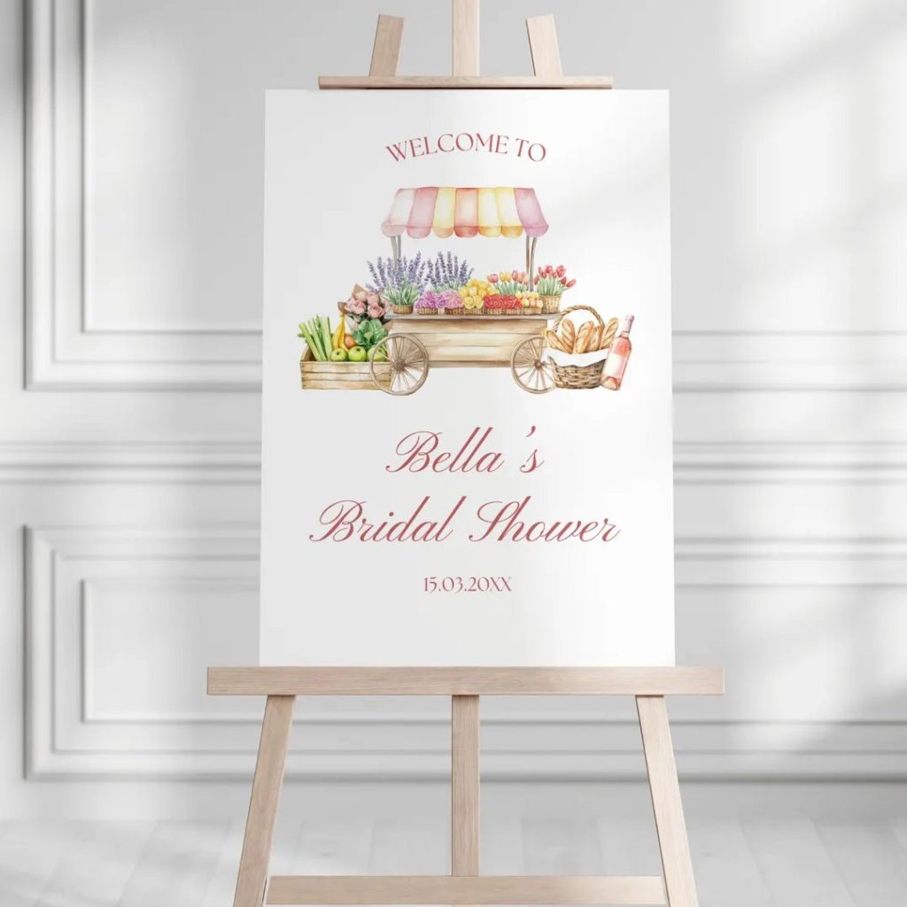 Fresh Off The Market Bridal Shower Welcome Sign Printable
