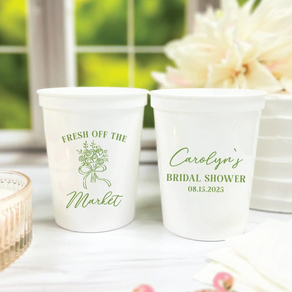 Fresh Off The Market Personalized Bridal Shower Stadium Cups