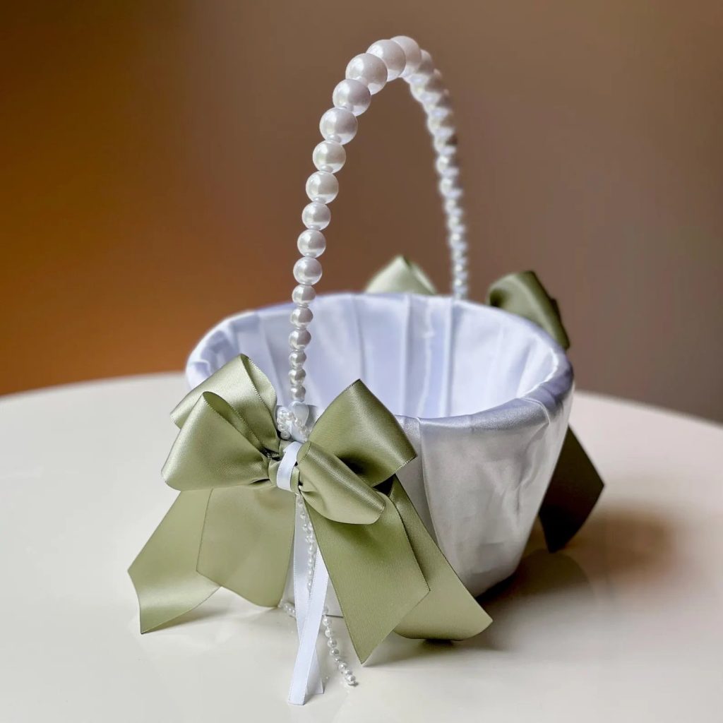 Sage Green Flower Girl Basket