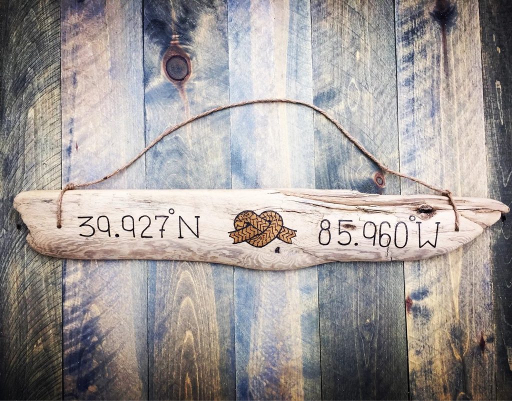 Knot Heart Custom Seaside Wedding Wood Sign