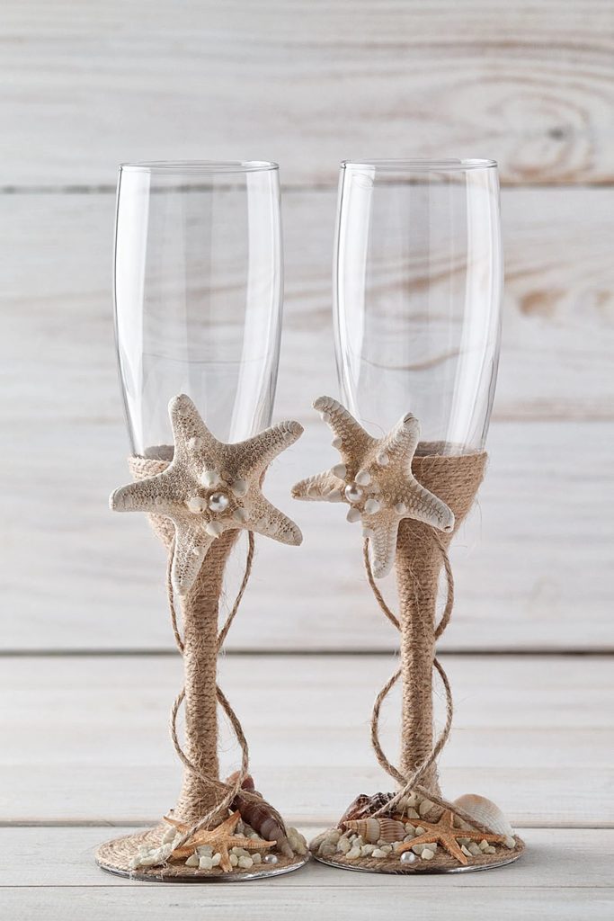 Seaside Wedding Toasting Flutes