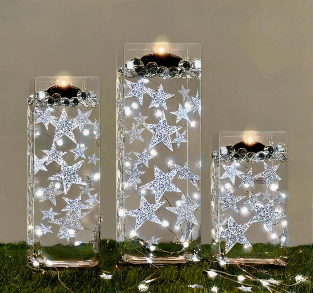 Silver Floating Stars Winter Wonderland Wedding Centerpieces