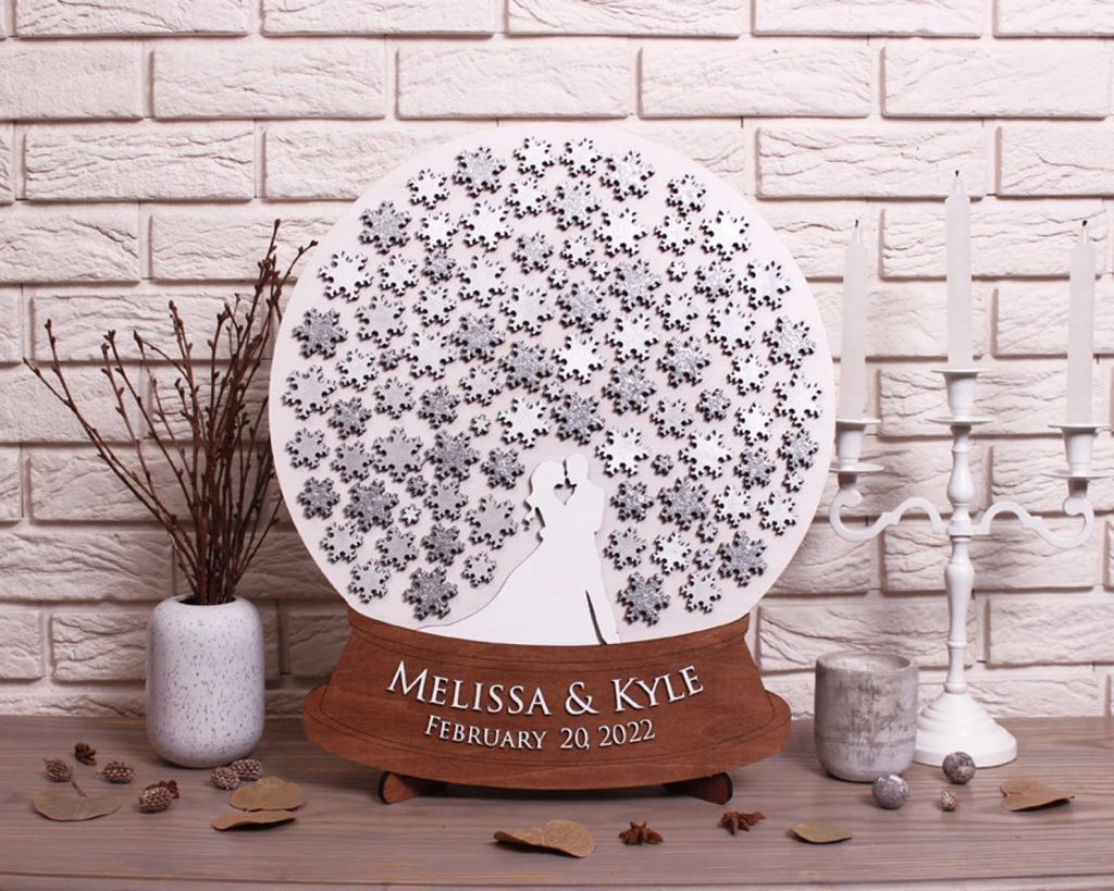 Winter Wonderland Snow Globe Wedding Guest Book Alternative