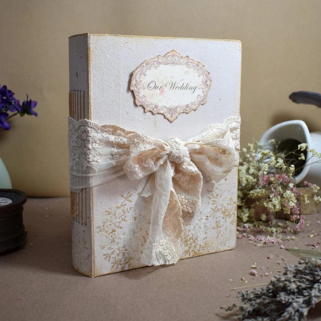 Bohemian-Romantic Ivory Wedding Guest Book